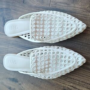 I.N.C Women's White Woven Slides w/Heel